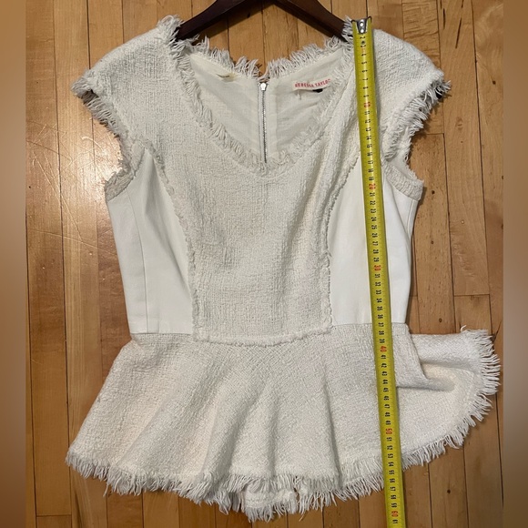 Rebecca Taylor Tweed & Lamb’s Leather Peplum Top - Picture 7 of 10